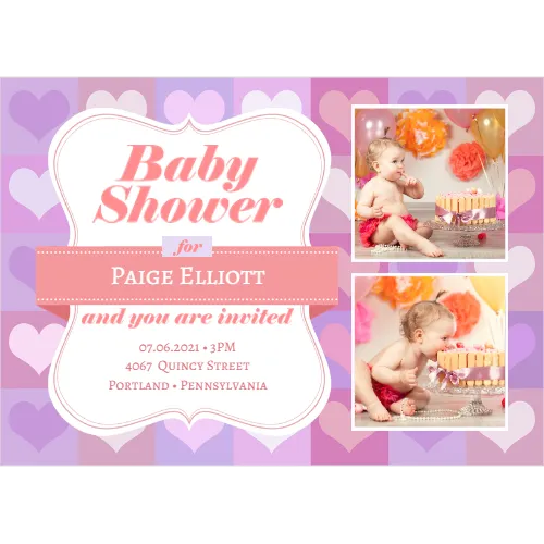 Baby Shower Hearts Girl