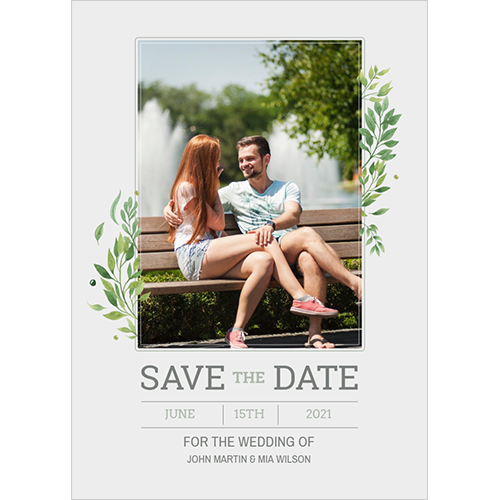 Save the Date Green Leaves
